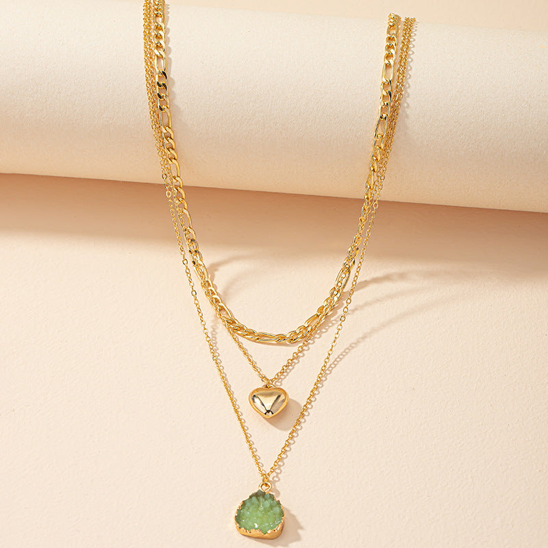 Luxurious Crystal Pendant Necklace with Layered Design and Collarbone Chain
