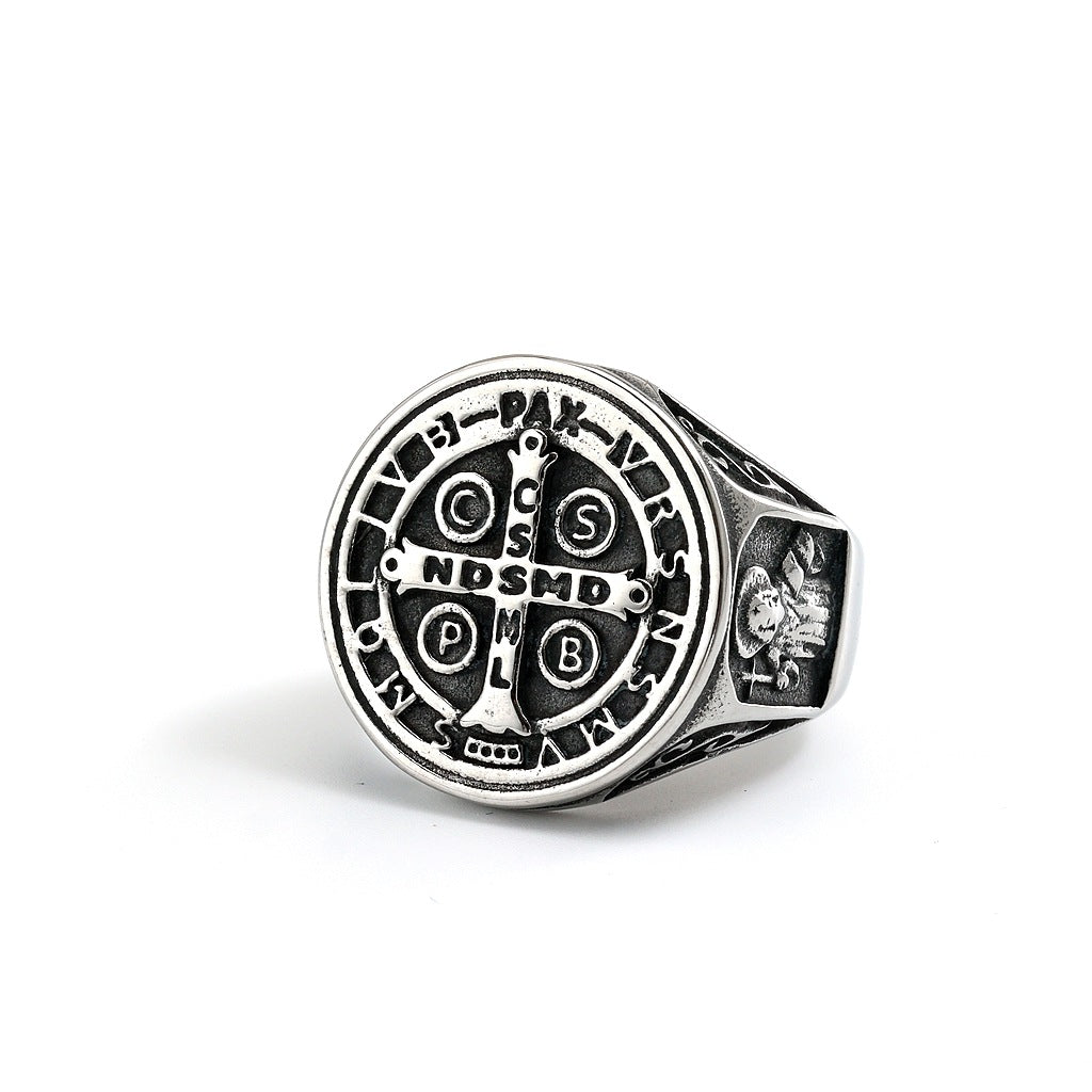 Vintage Cross Stainless Steel Men's Ring