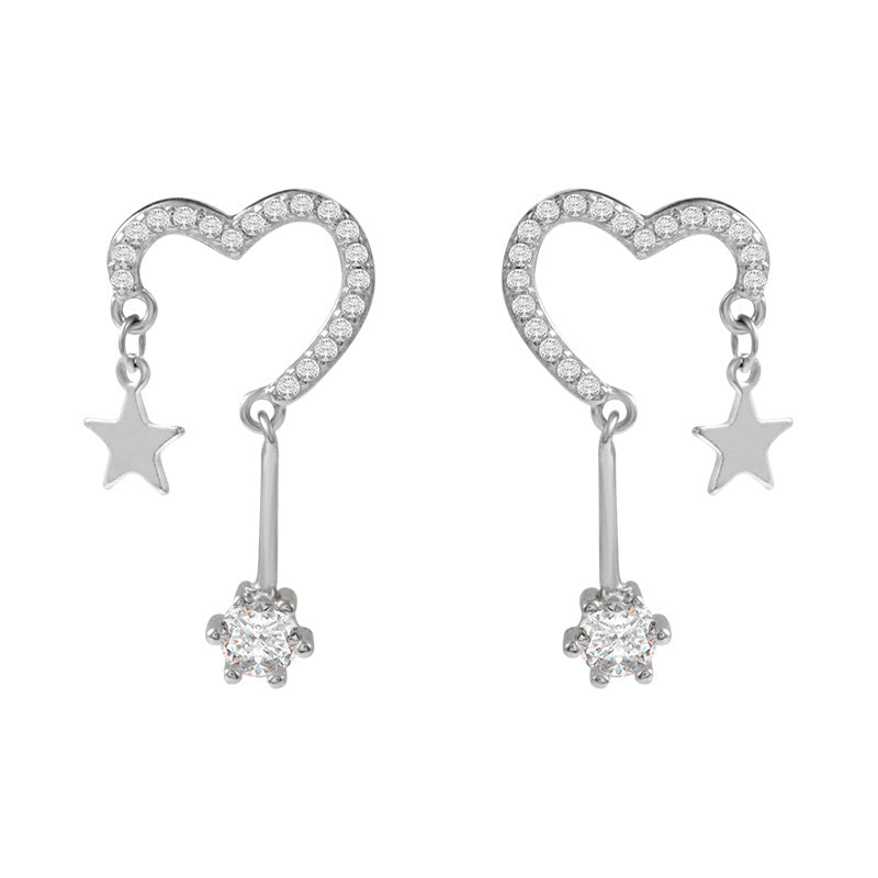 New Whole Body 925 Sterling Silver Love Star Stud Earrings