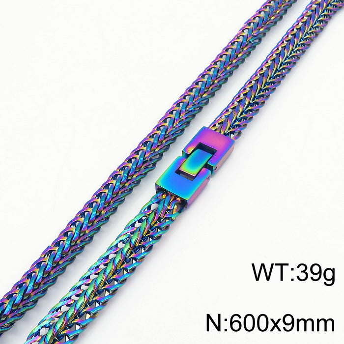 Tide Brand Keel Snake Bone Chain Hiphop Rock Cool 9mm Buckle Sweater Chain Necklace