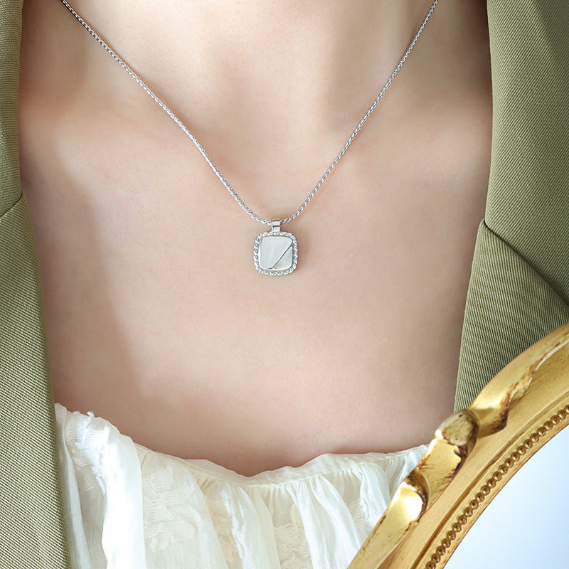 Geometric Square Threaded Titanium Steel Necklace - Korean Collection