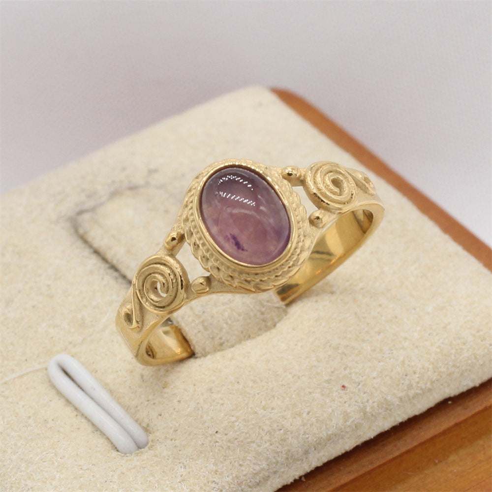 Titanium Steel Ring Unisex Retro Hollow Stone Statement By Planderful Everyday Genie Collection For Men And Women