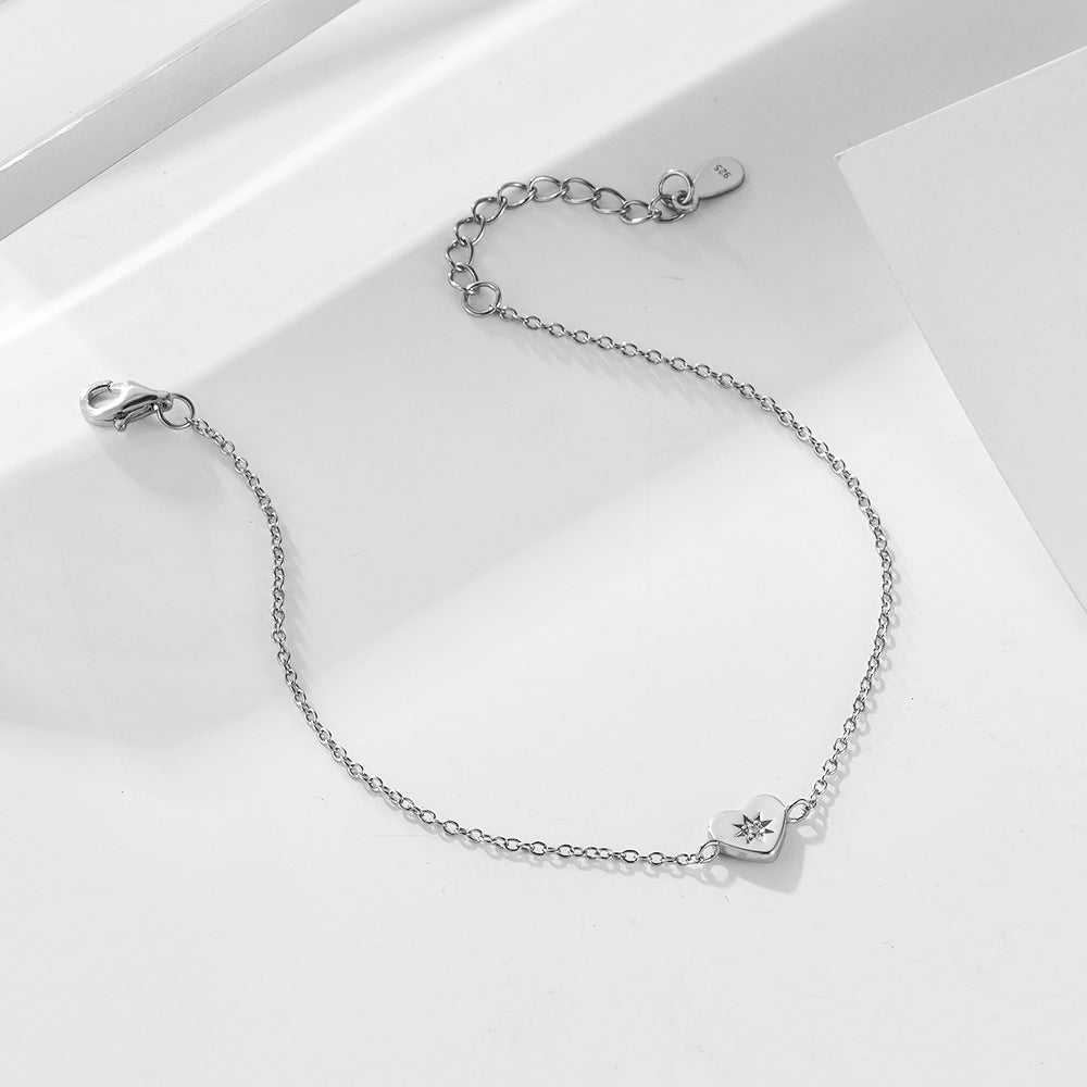 925 Sterling Silver Electroplated 14k Gold Heart-Shaped Love Bracelet European, American