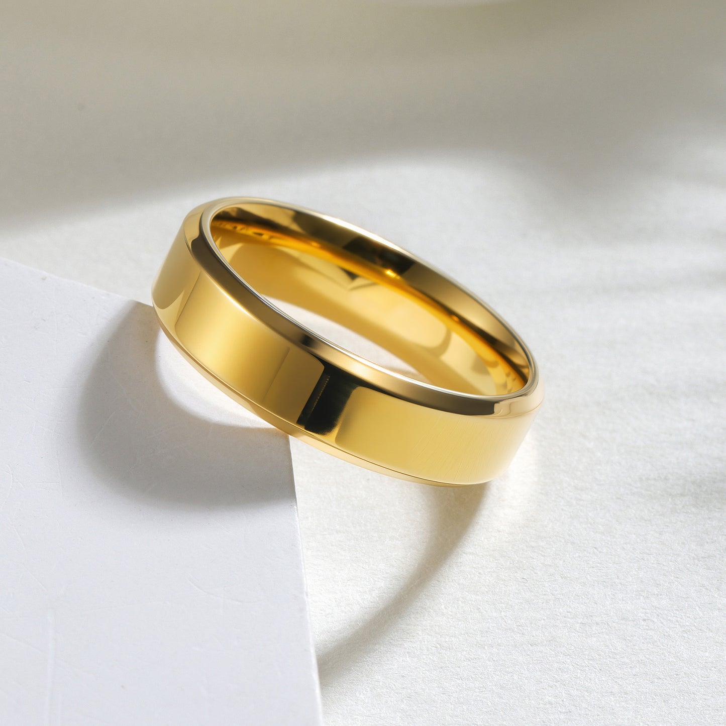 Planderful Everyday Genie Titanium Steel Ring Unisex 4mm 6mm 8mm Glossy Double Beveled Finish