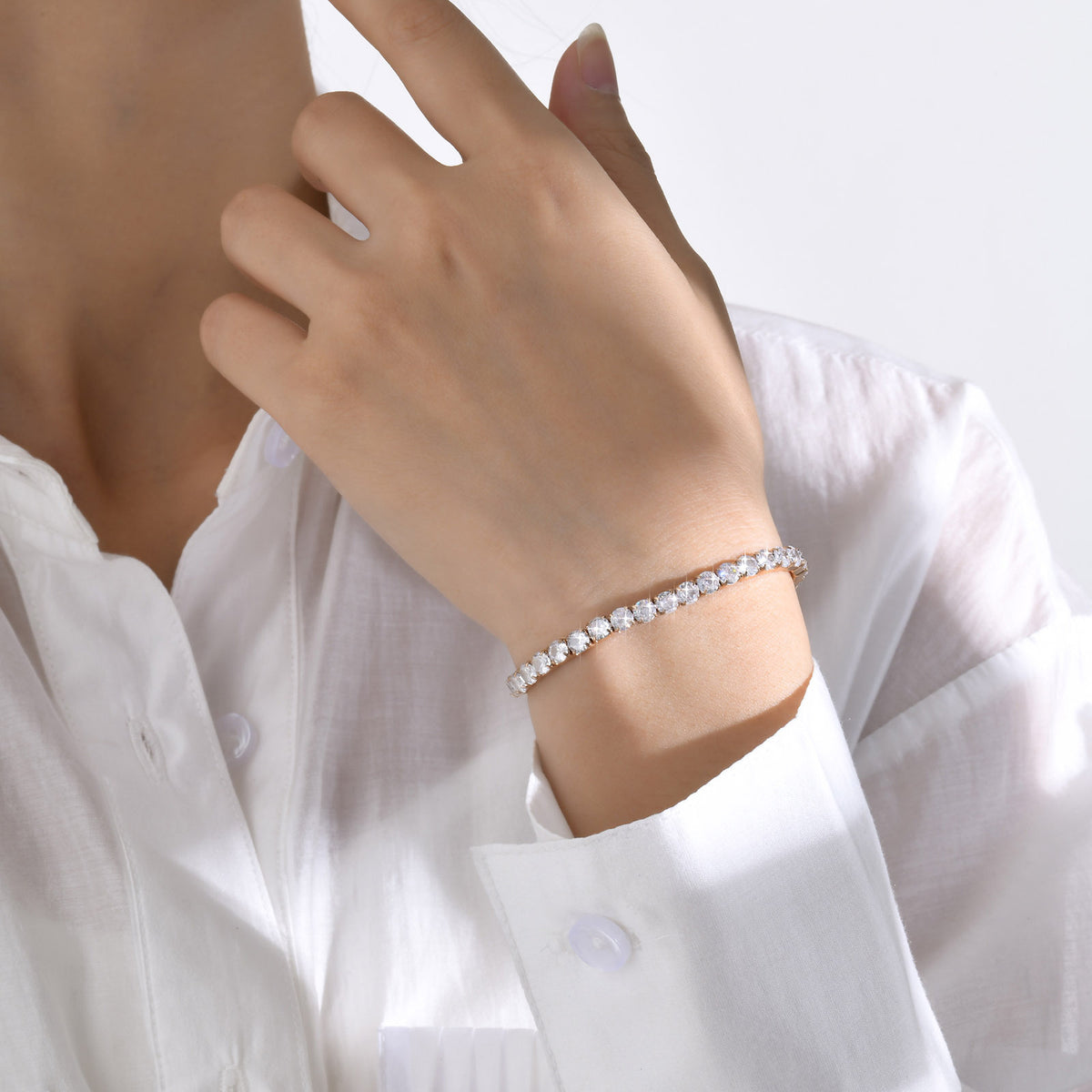 Zircon Adjustable Stainless Steel Bracelet Unisex