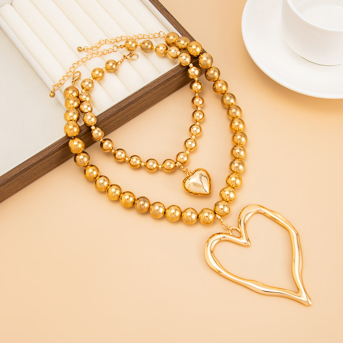 Lava Heart Pearl Bead Necklace Collection