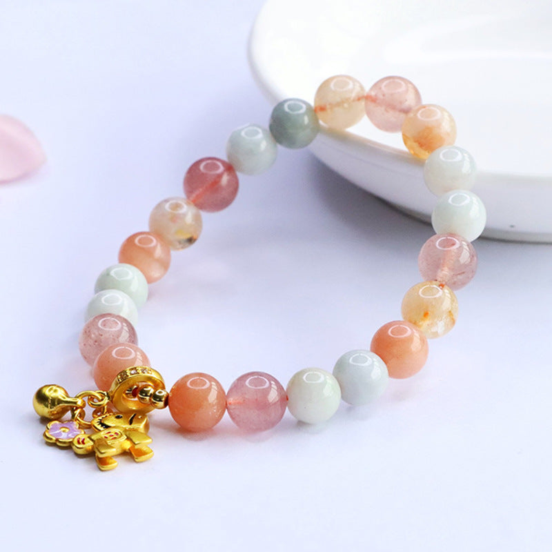Jadeite Strawberry Quartz Beaded Bracelet