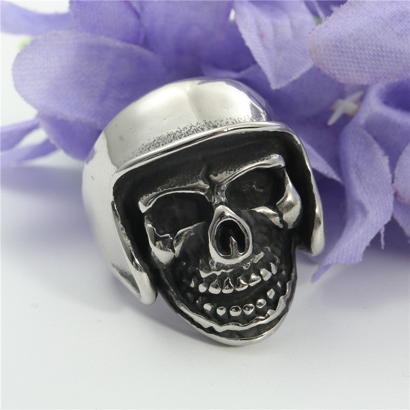Titanium Steel Skull Ring for Men - Retro Punk Style Dominant Design in Stainless Steel