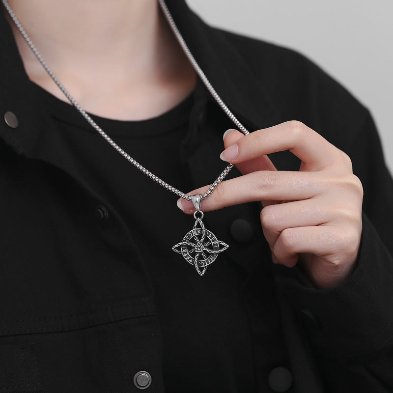 Steel Necklace - Vintage Nordic Celtic Eternal Cycle Viking Inspired Jewelry For Men