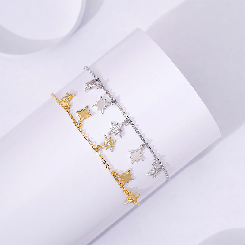 Niche Design Sense Hexagram Bracelet S925 Sterling Silver