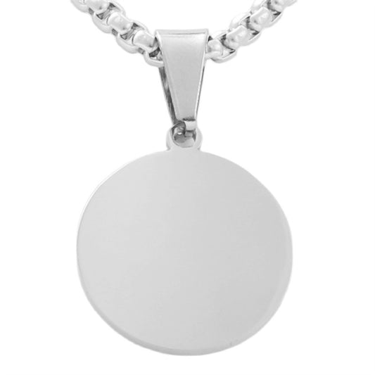 Stylish Titanium Steel Round Pendant Necklace for Men with Retro Sequined Design