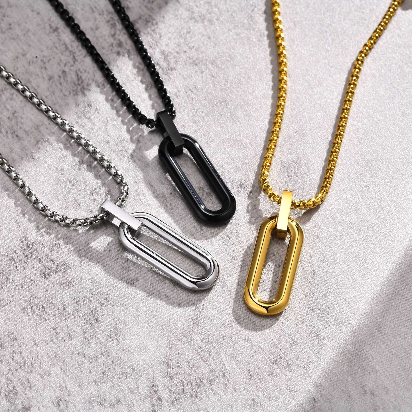 Stainless Steel Geometric Men's Pendant Hip Hop Necklace