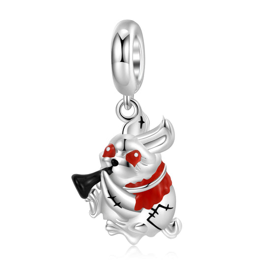Trumpet Blowing Rabbit Silver Pendant