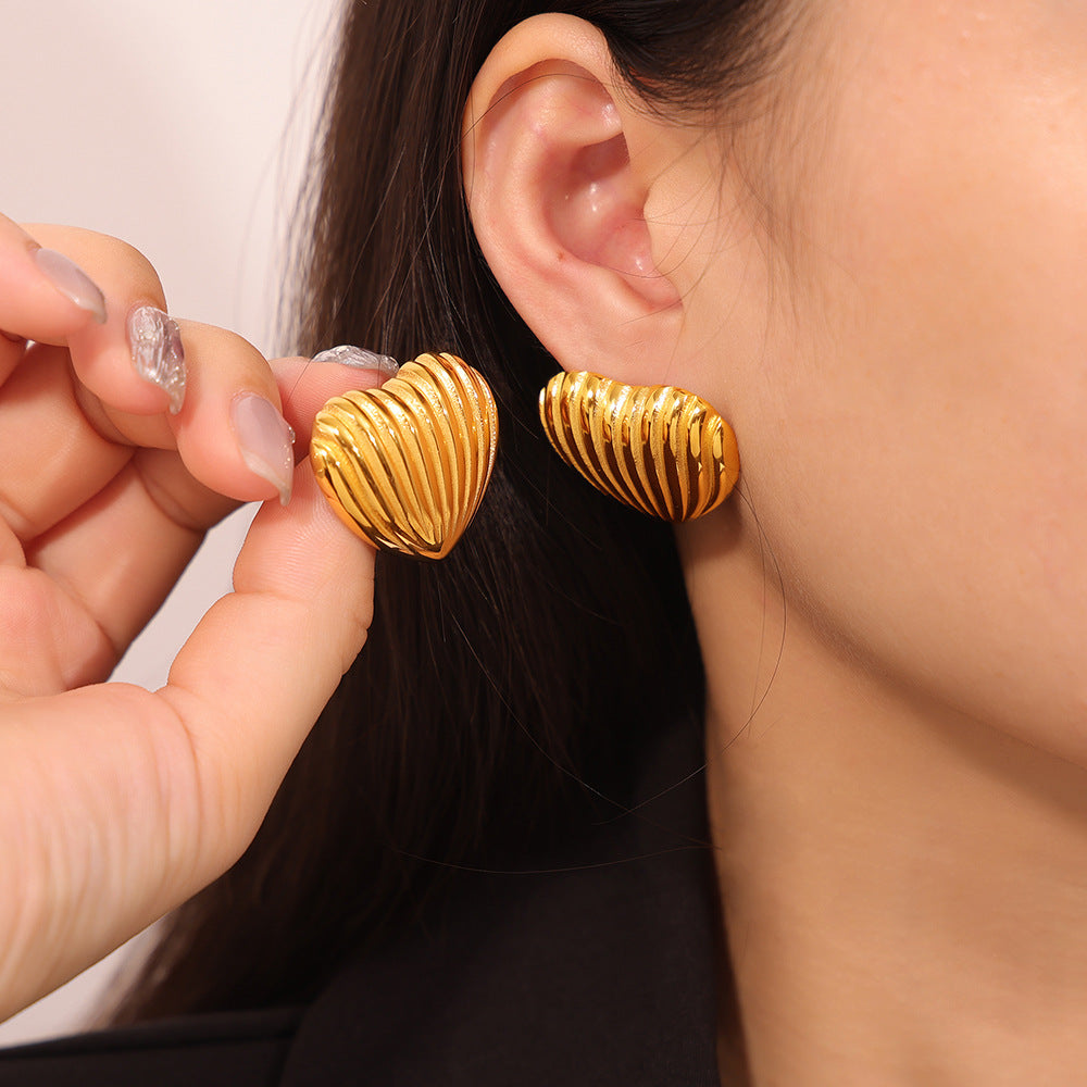 Sweet Love Geometric Gold-Plated Stud Earrings