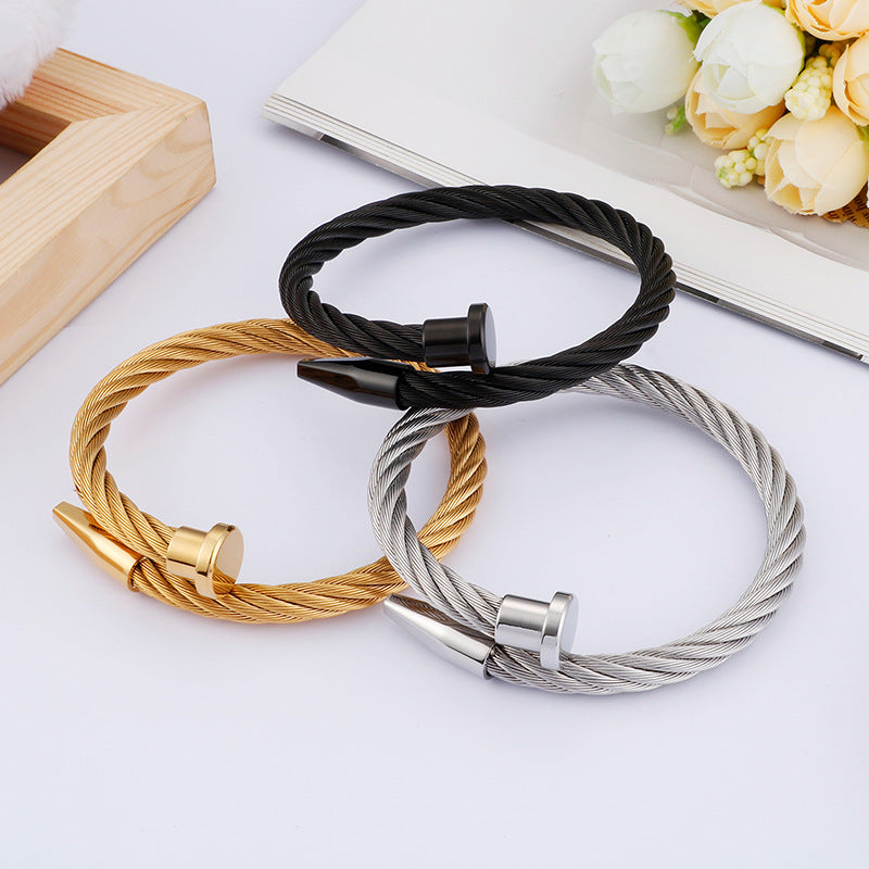 Nail Steel Wire Bracelet Bracelet – Stainless Steel Metal Texture