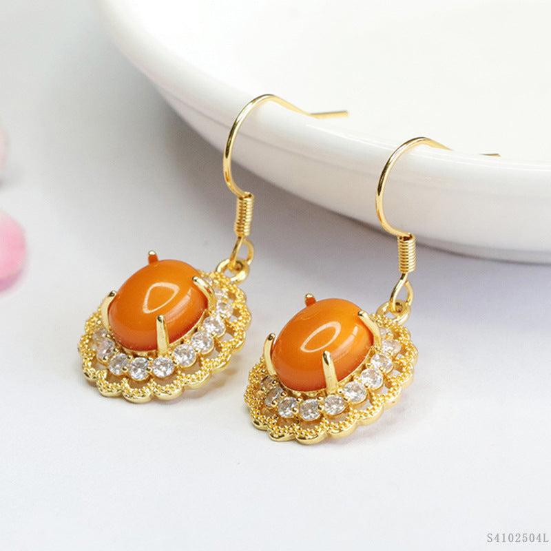 Beeswax Amber Lace Halo Drop Earrings