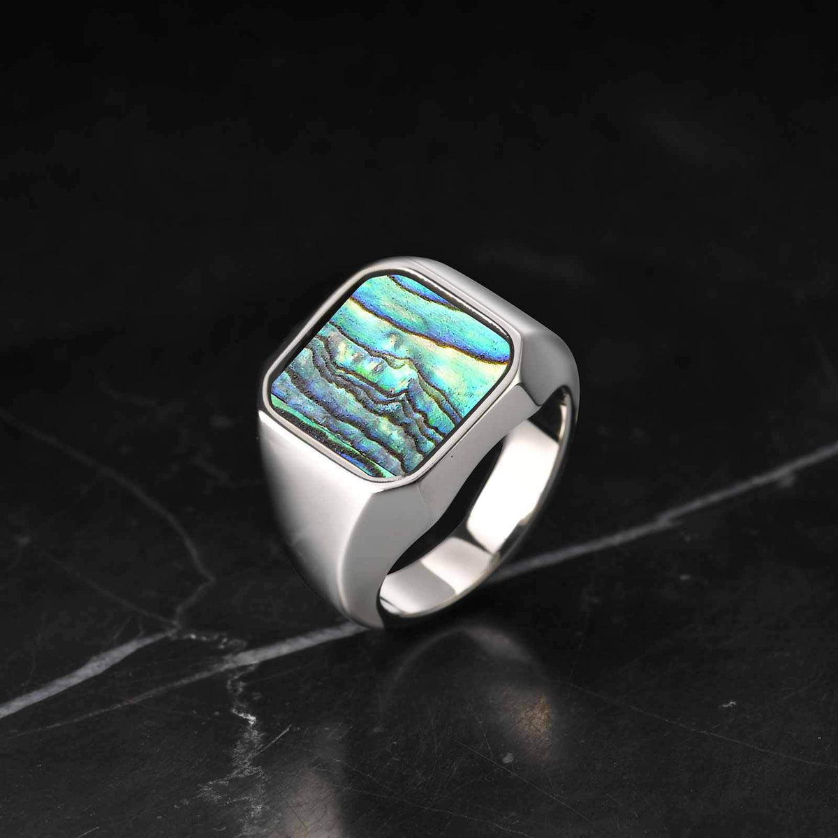 Stainless Steel Abalone Shell White Shell Casting Ring