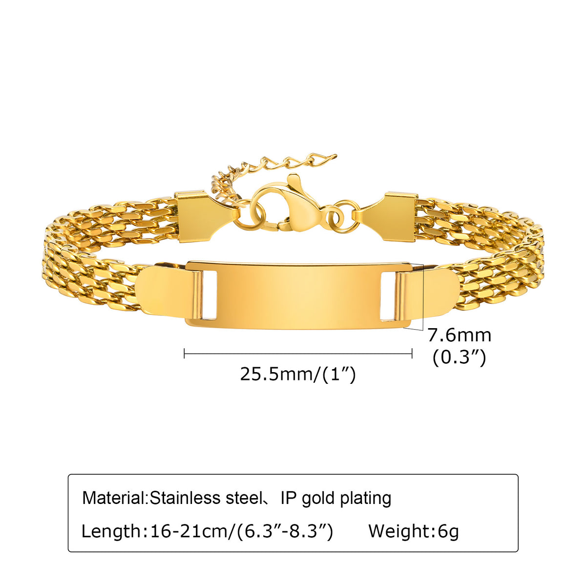 And Personalized Curved Brand Stainless Steel Bracelet Unisex