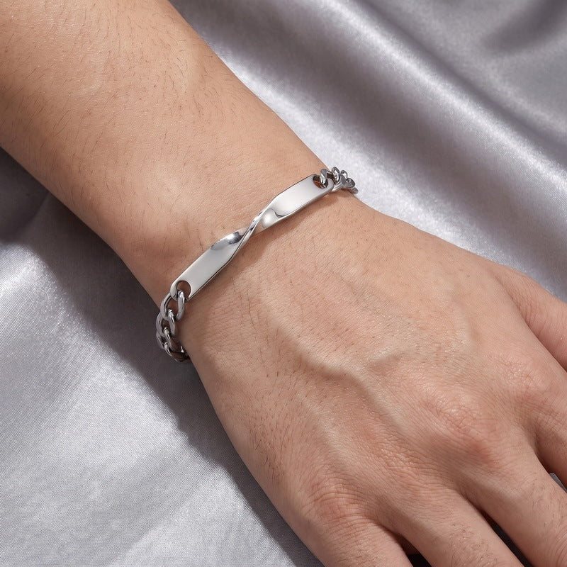 Cold Style Adjustable Extension Chain Bracelet Mobius Twist Long Curved Bar Nk Chain