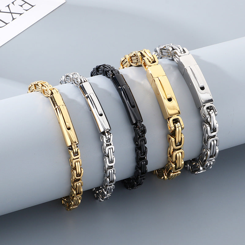 Hip-Hop Double Chain – Vacuum Electroplated Emperor Chain Stainless Bracelet