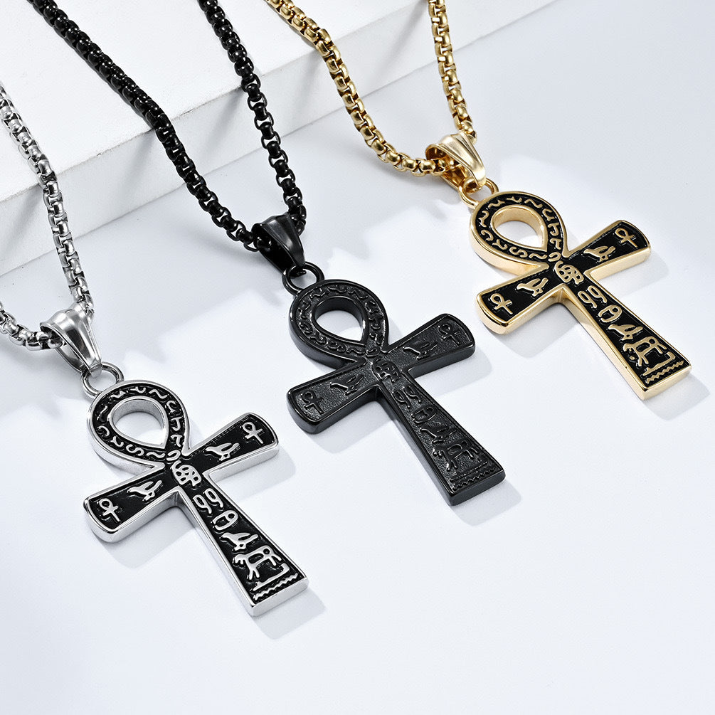 Planderful Ankh Cross Pendant Necklace For Men Ancient Egyptian Symbol Durable Stainless Steel Titanium