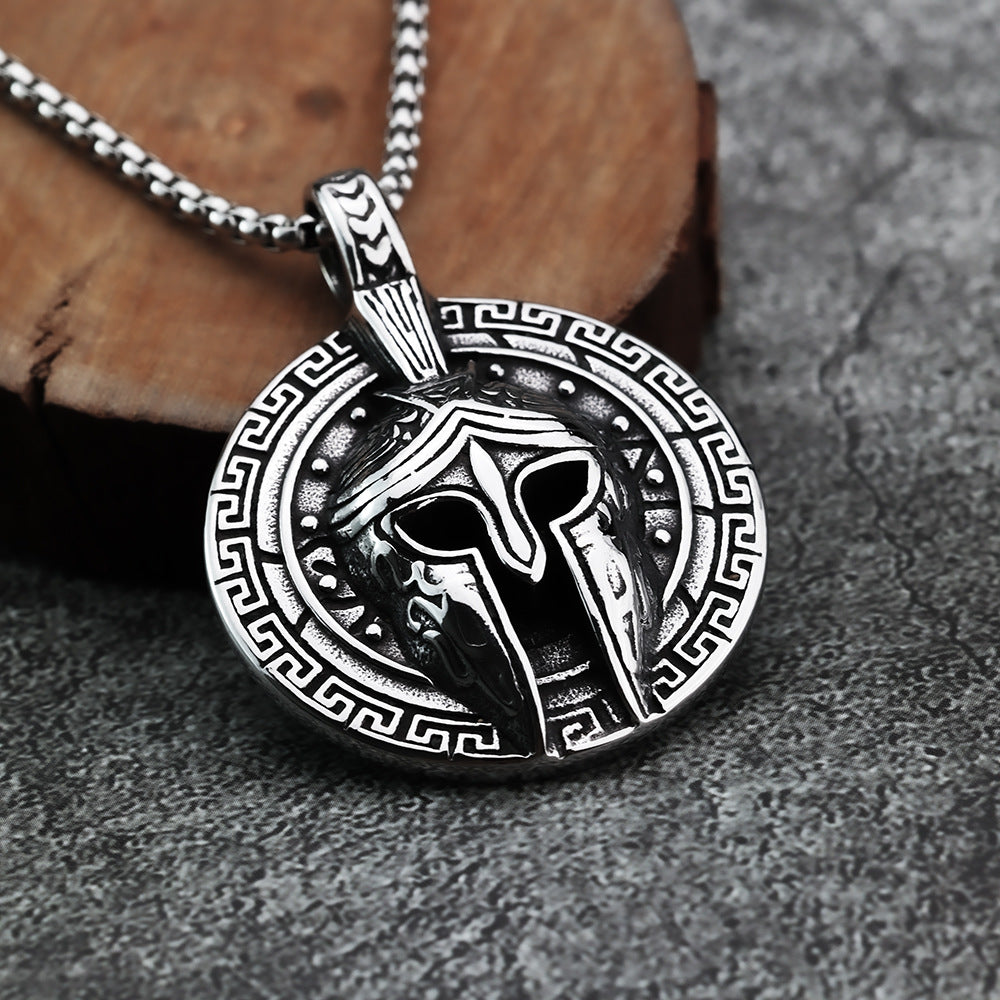 European And American Spartan Mask Titanium Steel Men's Pendant