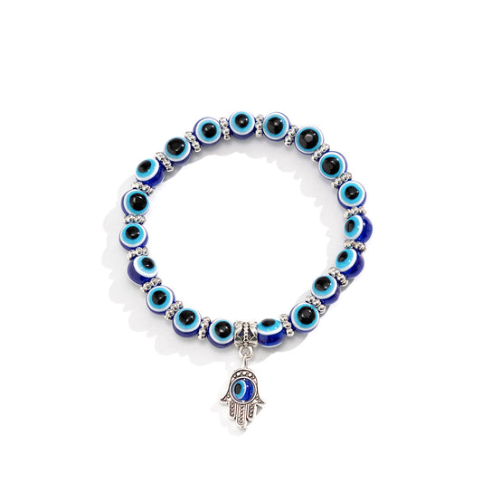 Planderful Beaded Eye Palm Pendant Bracelet Personalized European Style Statement Jewelry for Women
