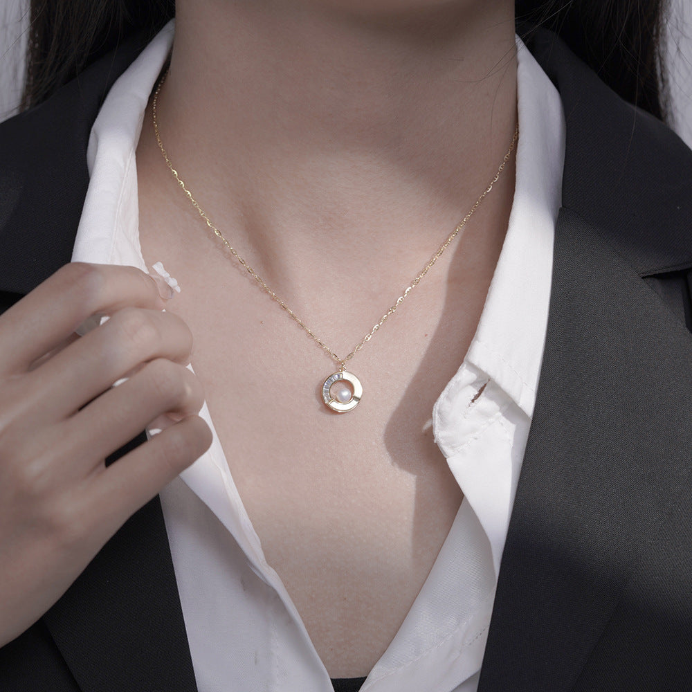 Sterling Silver Necklace Women's Pearl Collarbone Chain 925 Silver Jewelry