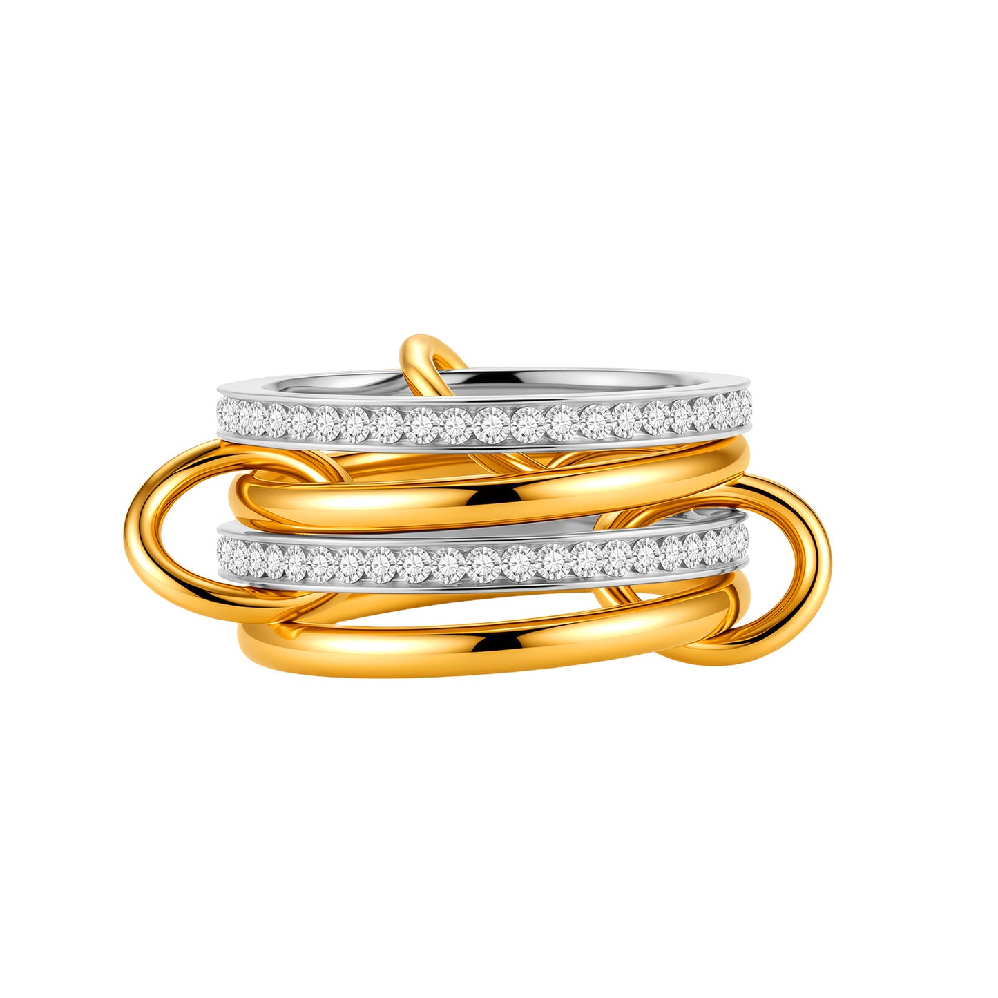Planderful Two Tone Stainless Steel Zircon Ring Stack Unisex Personalized Jewelry Everyday Genie Protection Statement