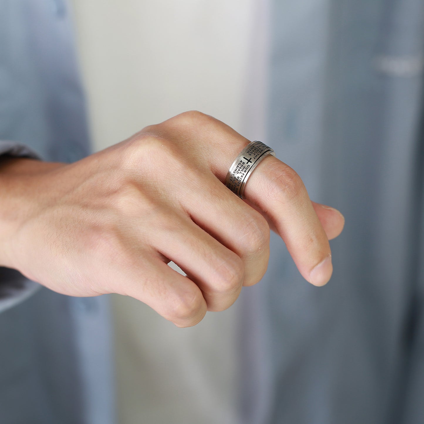 Cross-Border Rotating Stainless Steel Men's Ring Accessory