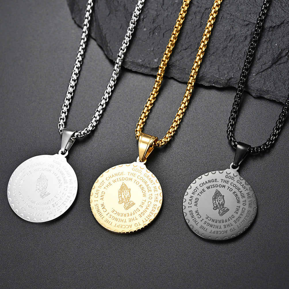 Steel Necklace - Statement Prayer Hand