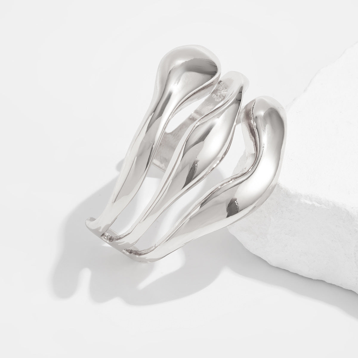 Geometric Wave Bracelet Planderful Irregular Opening Statement Jewelry For Women Vienna Verve Collection