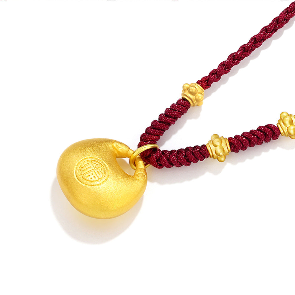 Gold-Tone Fortune Bag Braided Necklace