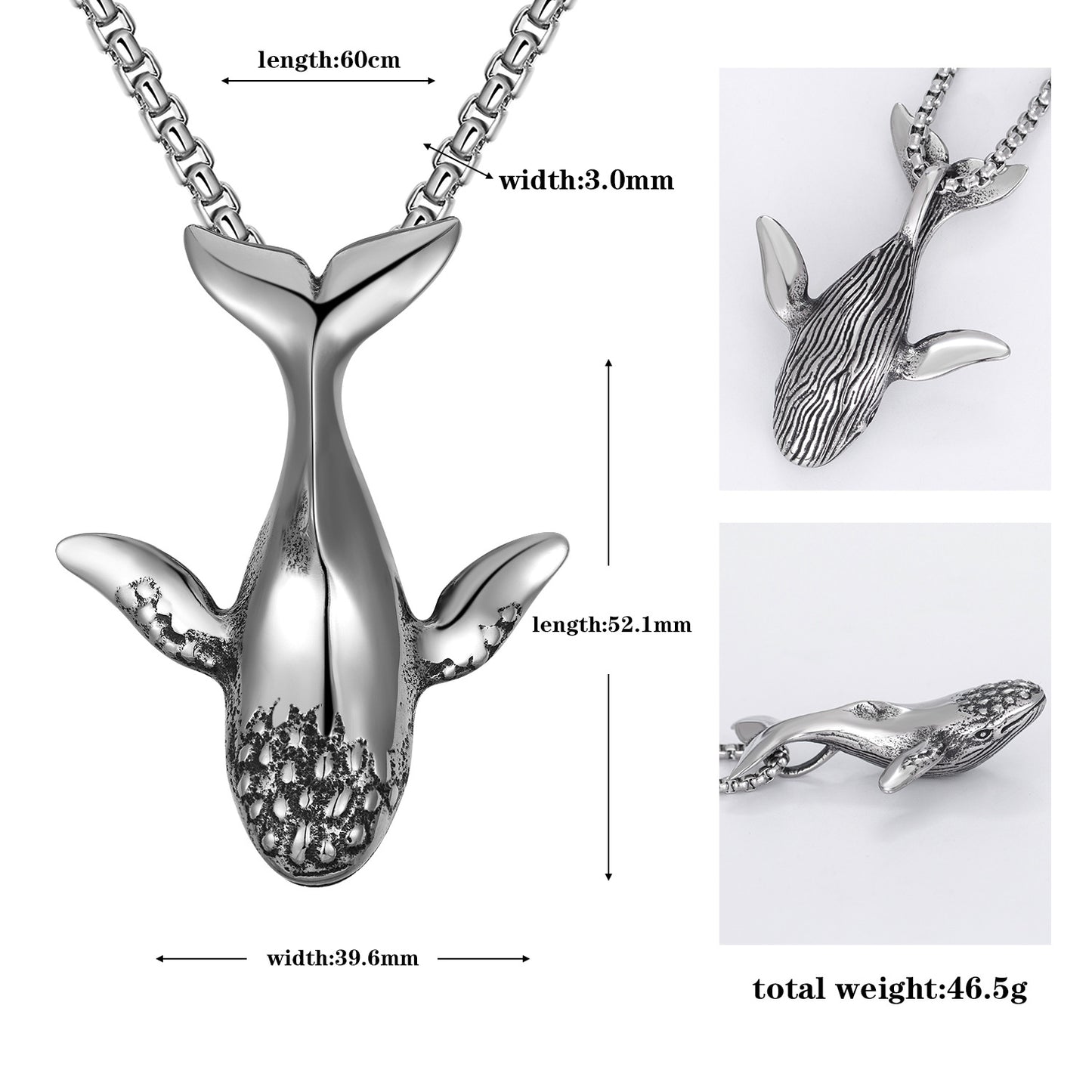 Titanium Steel Necklace - Statement Blue Whale Pendant