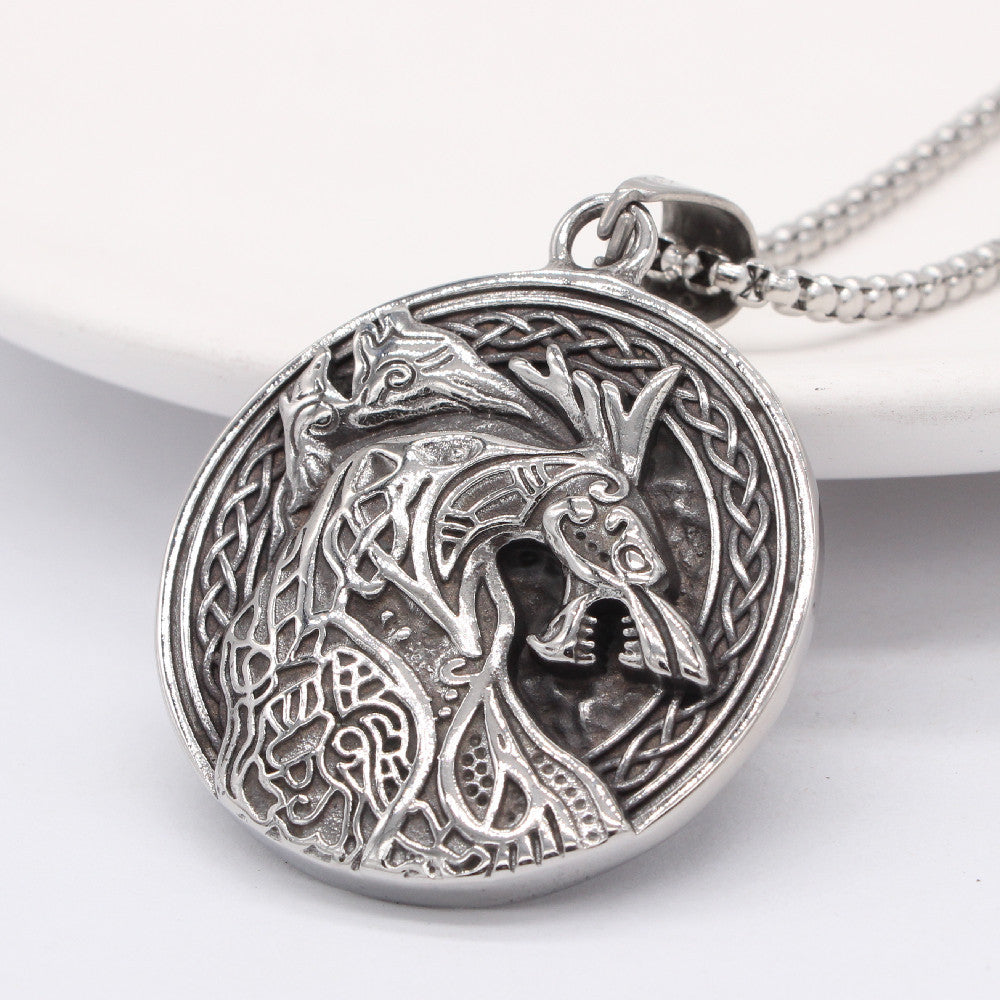 Planderful Viking Direwolf Pendant Titanium Steel For Men Unisex Protection Jewelry