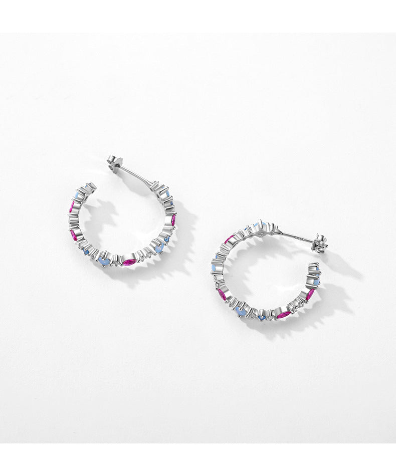 Elegant S925 Pure Silver Zircon Earrings for Women - Korean Style