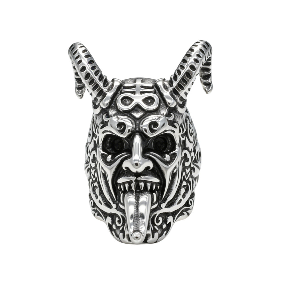 Planderful Everyday Genie Retro Devil Ring For Unisex Protection In Steel Jewelry Statement