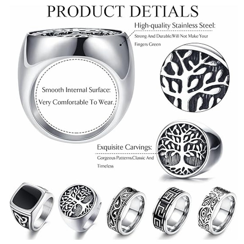 Planderful Titanium Steel Ring Set For Unisex Protection Devil Eye Gods Eye Hip Hop Style
