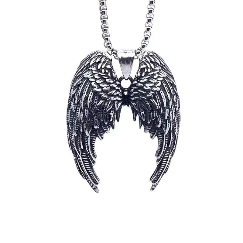 Planderful Durable Stainless Steel Angel Wing Pendant Unisex Necklace Everyday Genie Fashion
