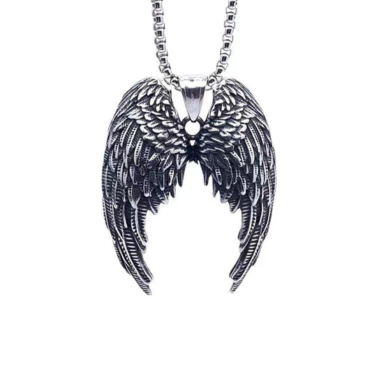 Planderful Durable Stainless Steel Angel Wing Pendant Unisex Necklace Everyday Genie Fashion