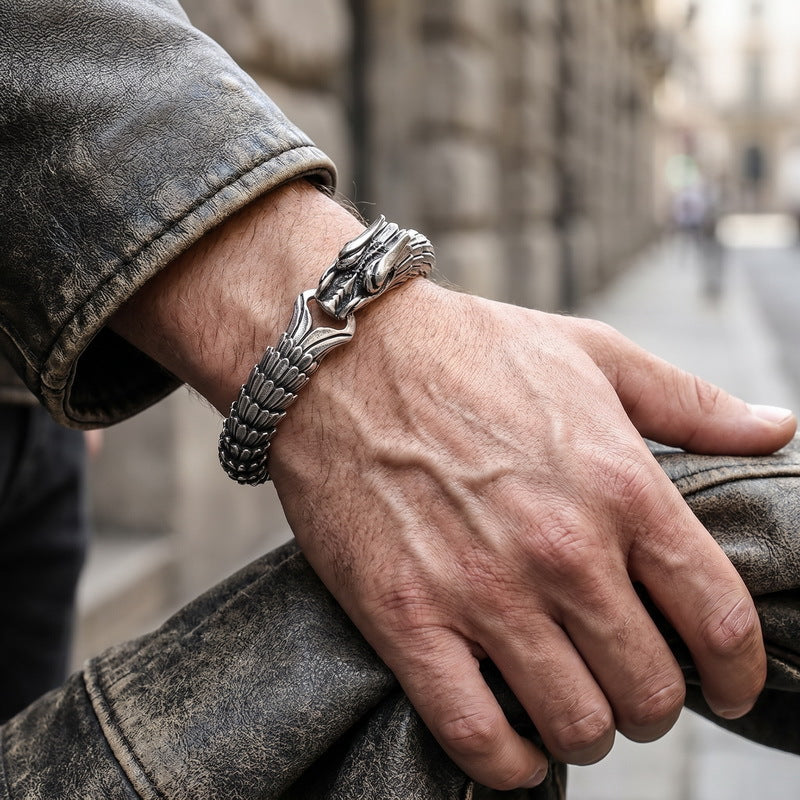 Zodiac Dragon Bracelet – Dragon Scale Pattern Men's Bracelet Stainless Steel Keel