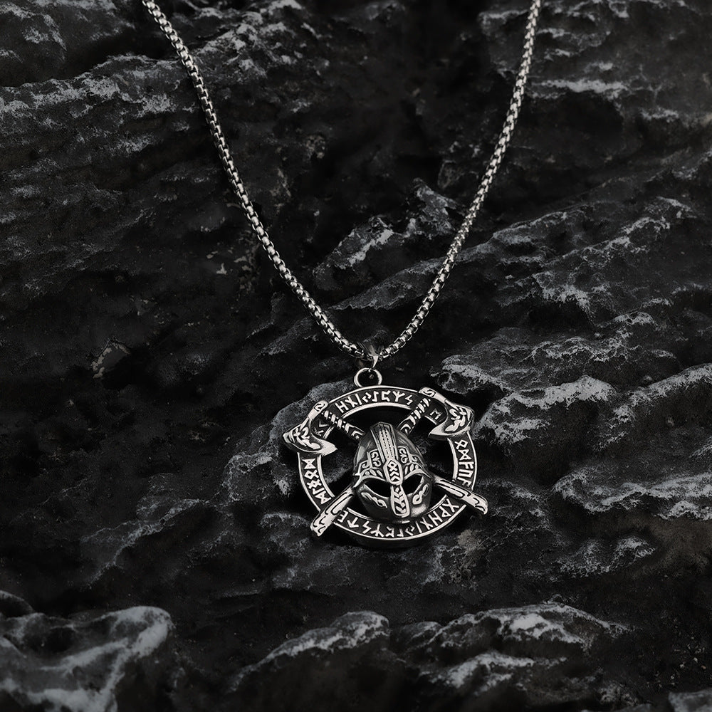 Nordic Stainless Steel Men's Personalized Viking Helmet Necklace