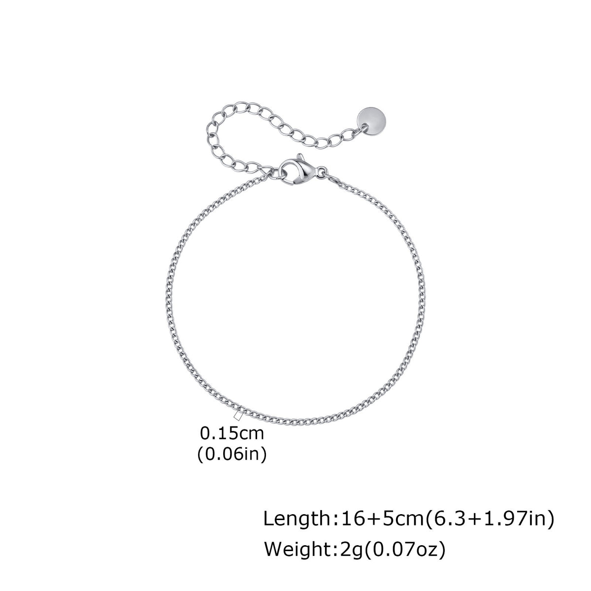 Slim Herringbone Stainless Steel Bracelet