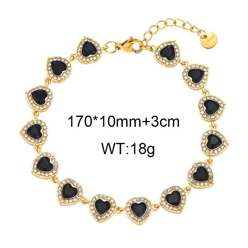 Heart Of The Ocean Romantic Gift French Love Inlaid Zircon Stainless Steel Women's Bracelet