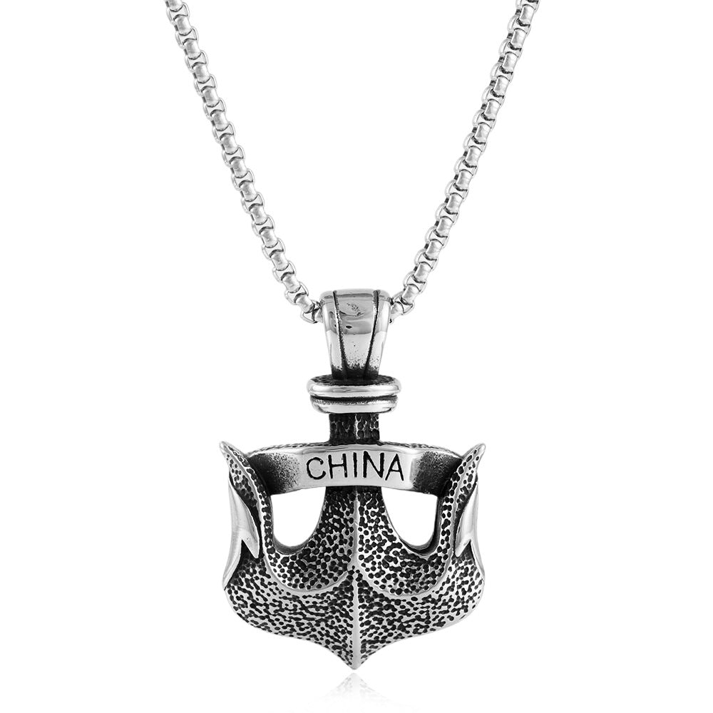 European And American Titanium Steel Anchor Pendant Necklace