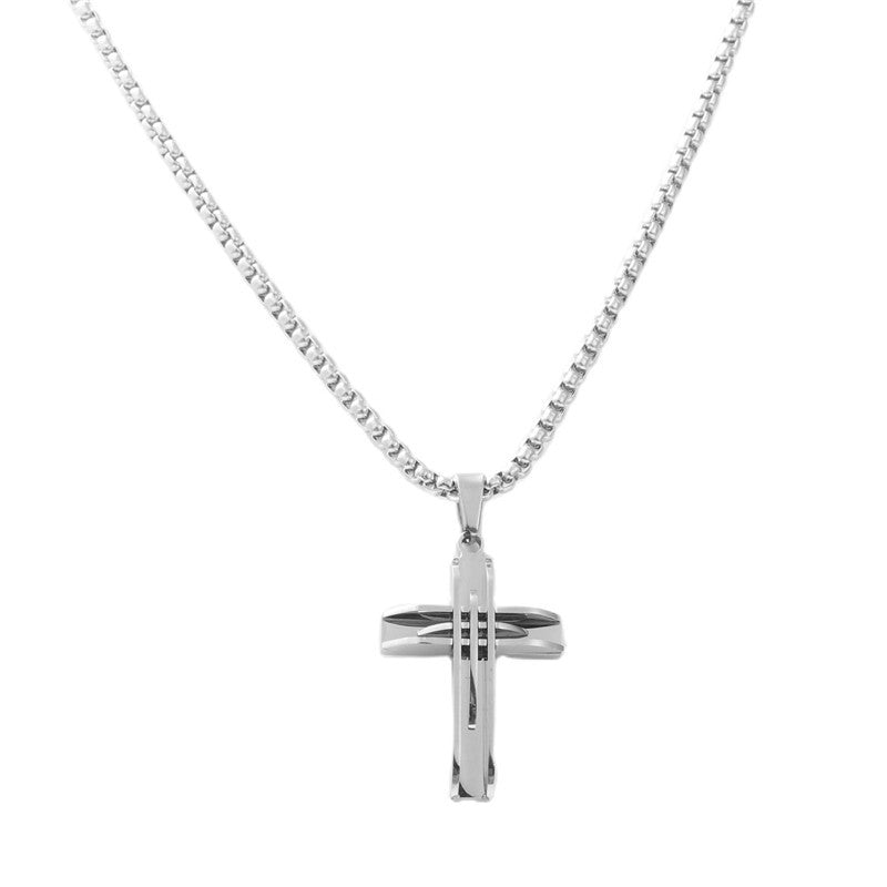 Personalized Retro Titanium Steel Cross Pendant Necklace for Trendy Men