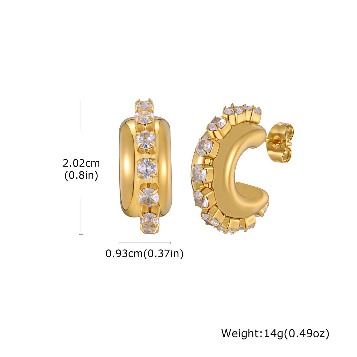 Stainless Steel Zircon Earrings