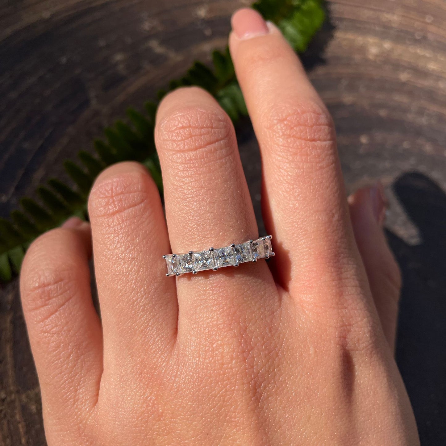 Cross-Border Independent Station Hot Sale Ins Wind Princess Square 3.5mm Mozzarella Diamond Ring Women's Daily Versatile S925 Silver