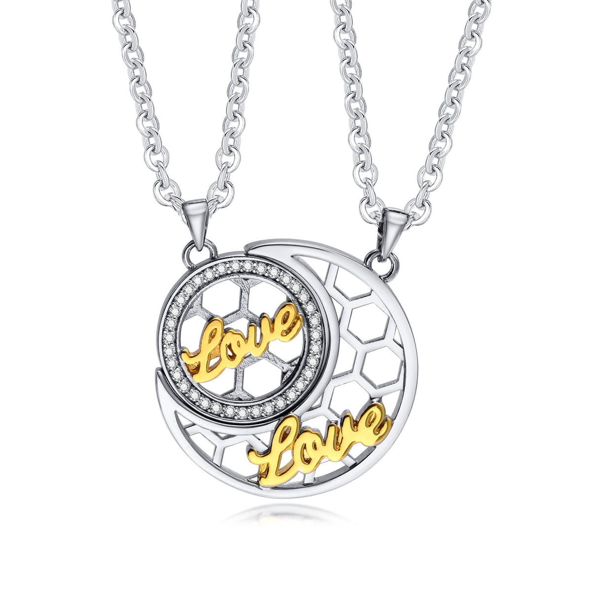 Heart Sun & Moon Zircon Copper Pendant Unisex
