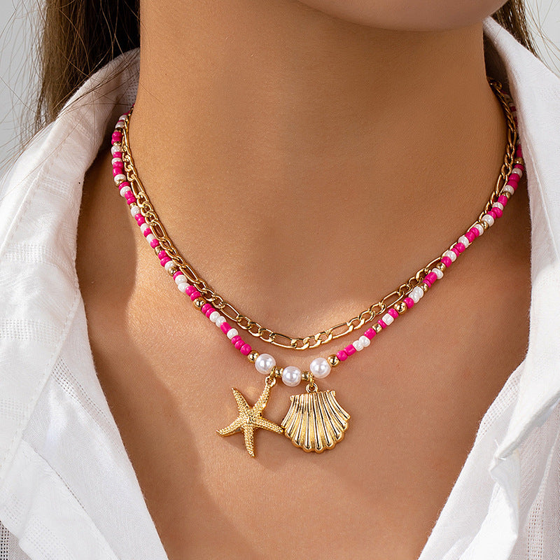Bohemian Starfish Shell Necklace Set for Women by Planderful